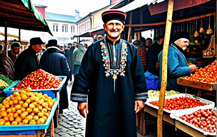 Thriving Merchant in a Bustling Marketplace**

"A successful merchant in a traditional Russian marketplace, surrounded by colorful stalls overflowing with goods. He wears a richly embroidered, fully clothed kaftan and a traditional hat. The market is filled with people in modest clothing, engaging in lively trade.  Safe for work, appropriate content, professional illustration, perfect anatomy, natural proportions, family-friendly, high quality."

**